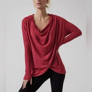 [Athleta] Purana Wrap Sweatshirt in Decadent Red Size Small